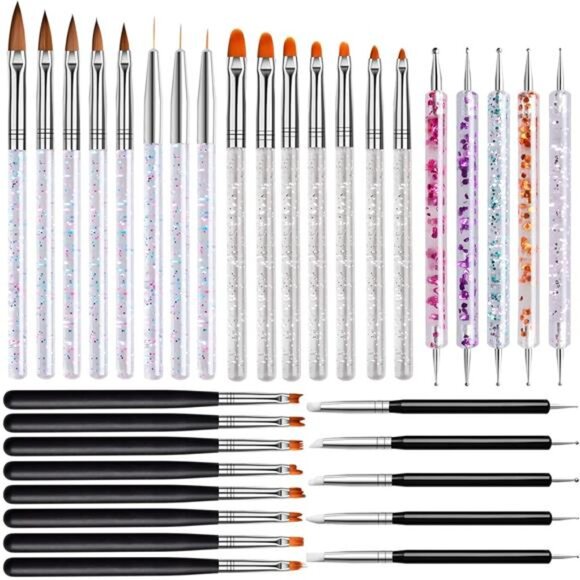 33pcs Acrylic Nail Brush Set UV Gel Nail Art Brushes Nail Art Builder Brush - Picture 1 of 8